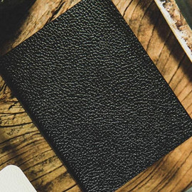 Litchi Grain Card Clip cuir (version noire)